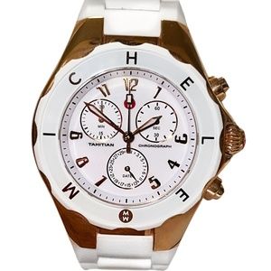 New in Box, MICHELE Women's Tahitian Jelly Watch White / Gold